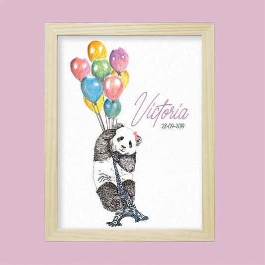 Cadre Panda naissance personnalisable